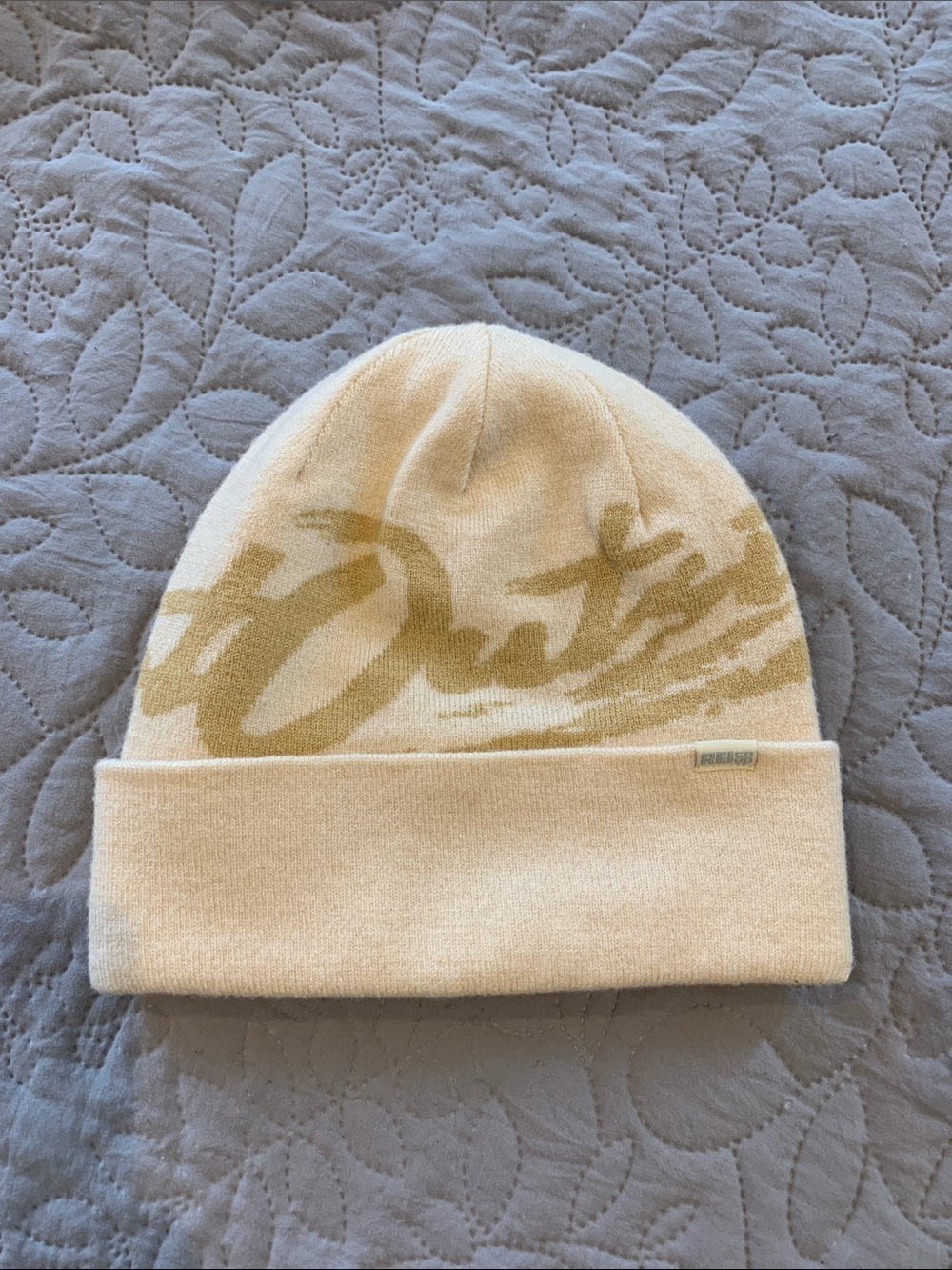 REI Co-op Knit Beanie in Cream and Gold